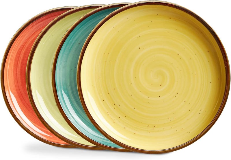 ONEMORE Porcelain Dinner Plates 85 inch Dessert Salad Plates Ceramic Plates with Speckle Serving Dishes Set of 4 Microwave Oven and Dishwasher Safe - Image 1