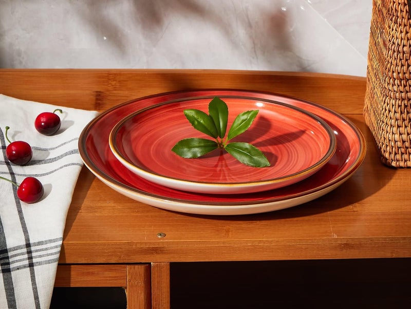 ONEMORE Porcelain Dinner Plates 85 inch Dessert Salad Plates Ceramic Plates with Speckle Serving Dishes Set of 4 Microwave Oven and Dishwasher Safe - Image 4