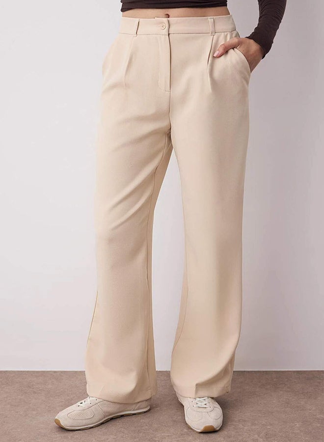 trendyol Stone High Waist Wide Leg Wide Leg Pleated Woven Fabric Trousers - Image 2