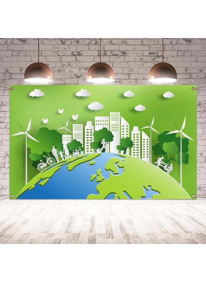 Jiudungs Happy Earth Day Photo Backdrop Save The Nature Banner April 22 Environmental Protection Earth Day Party Deocrations and Supplies for Home Classroom Office  - Image 1