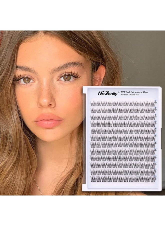 Newcally - Natural Lash Clusters DIY Eyelash Extension Wispy 144 Pcs Individual Cluster Lashes Extension at Home C Curl 9-11MM Eyelash Cluster Faux Mink False Lashes by Newcally - Image 1