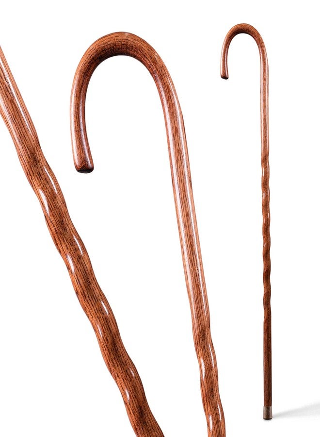 Brazos Handcrafted Wood Walking Cane, Twisted Oak, Crook Style Handle, for Men & Women, Made in the USA, Red, 37" - Image 1