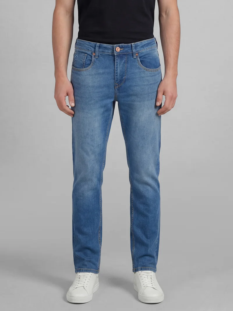 Men Cropped Slim Fit Mid-Rise Light Fade Jeans