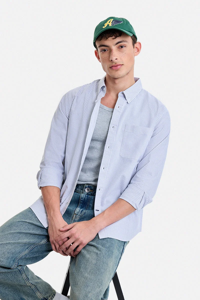 سنيتش Grey Striped Long Sleeve Regular Fit Shirt