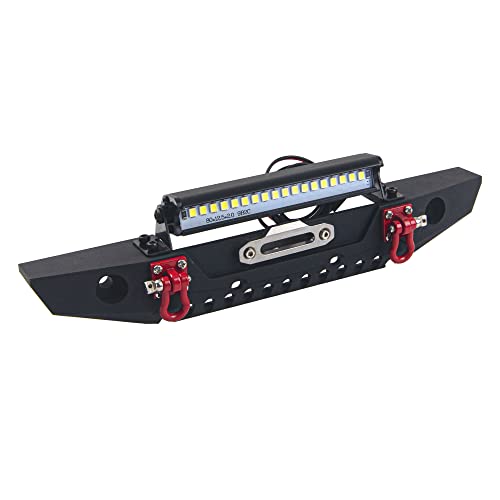 Share Goo ShareGoo Metal Front Bumper with Lights Bar Tow Trailer Compatible with Traxxas TRX4 Axial SCX10 90046 90047 SCX10 II 110 RC Crawler Car - Image 5