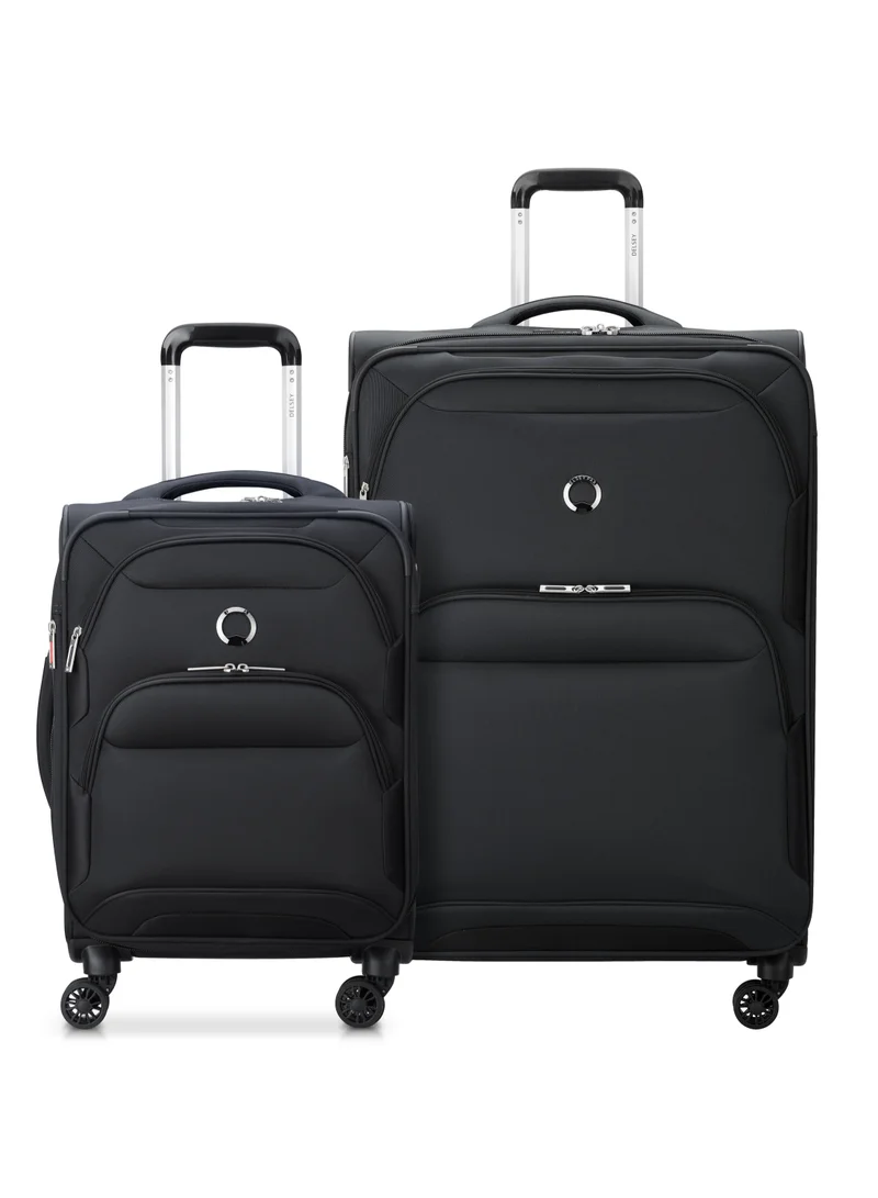DELSEY Sky Max 2.0 Expendable Double wheel luggage trolley suitcase 2piece set (L+S) 55/79cm Black