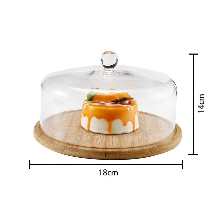 THW® Wooden Cake Tray/Cake Stand for Wedding Party Birthday Dessert Display Plate with Acrylic Cover (10" inch / 25 cm) - Image 4