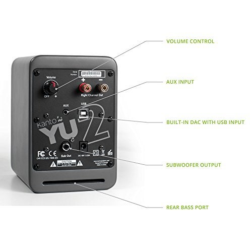 Kanto YU2MG PC Gaming Desktop Speakers | 3" Composite Drivers | 3/4" Silk Dome Tweeter | Class D Amplifier | 100 Watts | Built-in USB DAC | Subwoofer Output | Pair | Matte Grey - Image 3