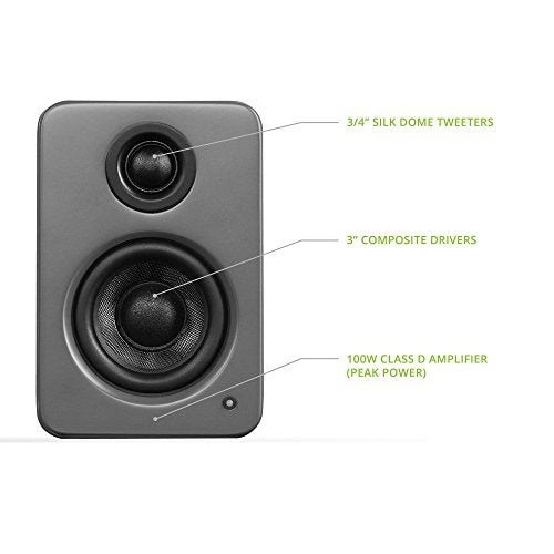 Kanto YU2MG PC Gaming Desktop Speakers | 3" Composite Drivers | 3/4" Silk Dome Tweeter | Class D Amplifier | 100 Watts | Built-in USB DAC | Subwoofer Output | Pair | Matte Grey - Image 2