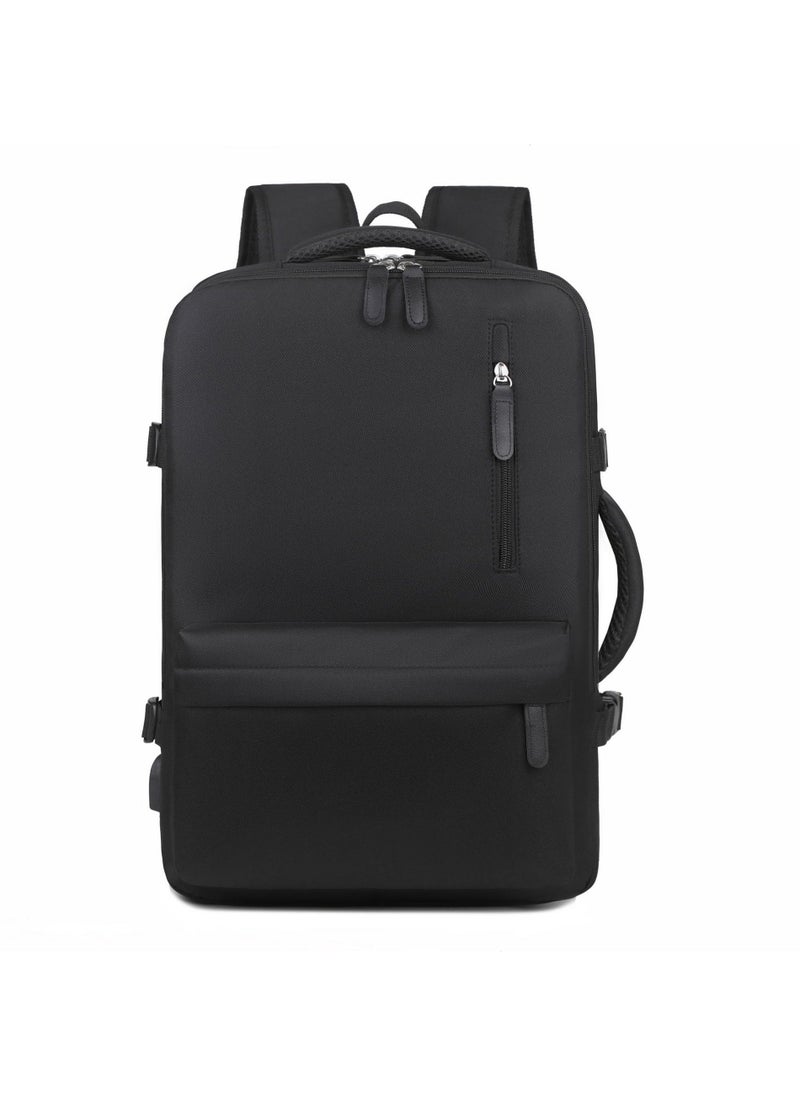 Womens Large Capacity Expandable Backpack with USB Black