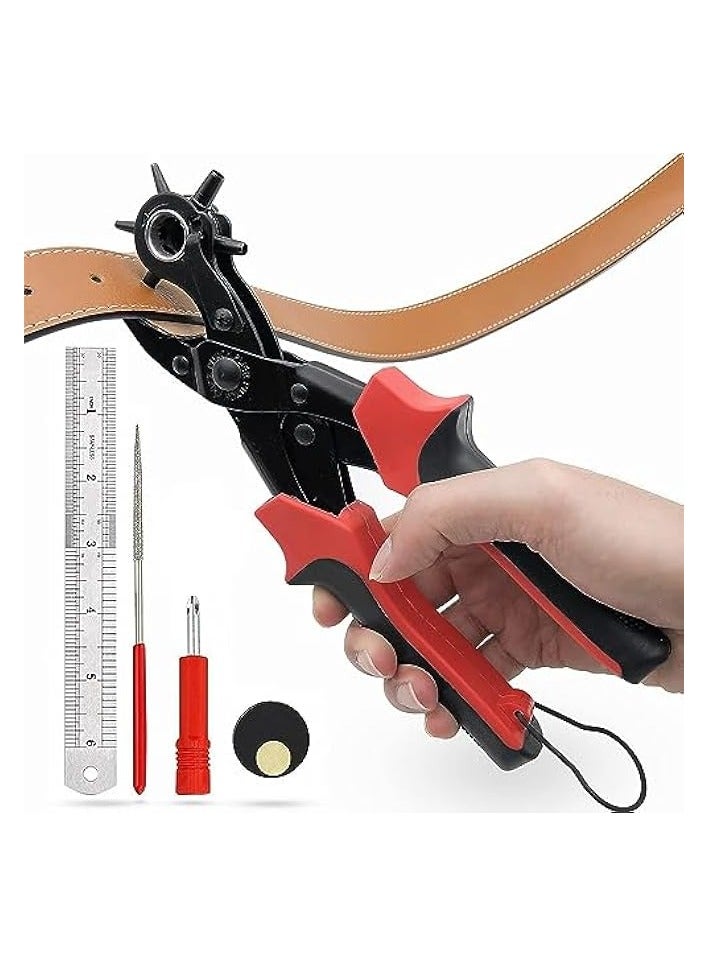PROMASS Leather Hole Punch,Belt Hole Puncher for Leather, Revolving Punch Plier Kit,Leather Punch Plier for Leather, Belts, Watches, Handbags, Leather Punch Tool for Belts Diameter : 4/3.5/3/2.5  - Image 1