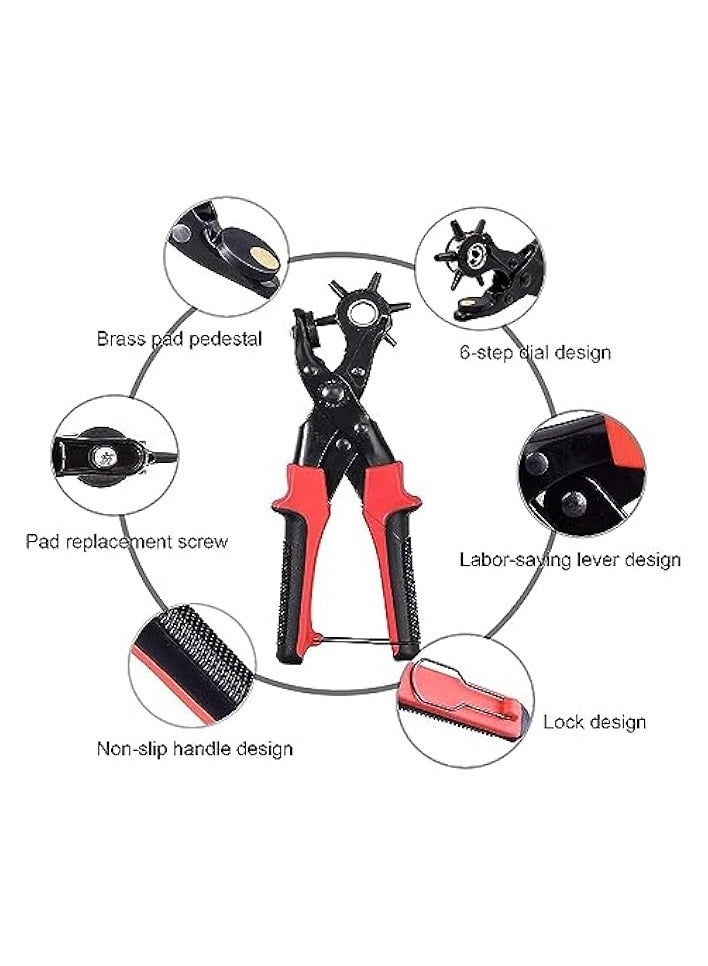 PROMASS Leather Hole Punch,Belt Hole Puncher for Leather, Revolving Punch Plier Kit,Leather Punch Plier for Leather, Belts, Watches, Handbags, Leather Punch Tool for Belts Diameter : 4/3.5/3/2.5  - Image 5