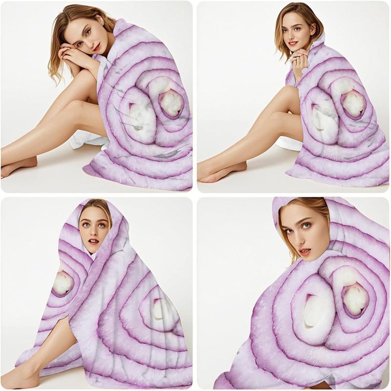 Abaysto Funny Onion Blanket for Adults & Kids, Soft Flannel Round Novelty Food Blanket, Giant Food Gift for Bedding, Crib, Sofa, Outdoors 200CM - Image 4