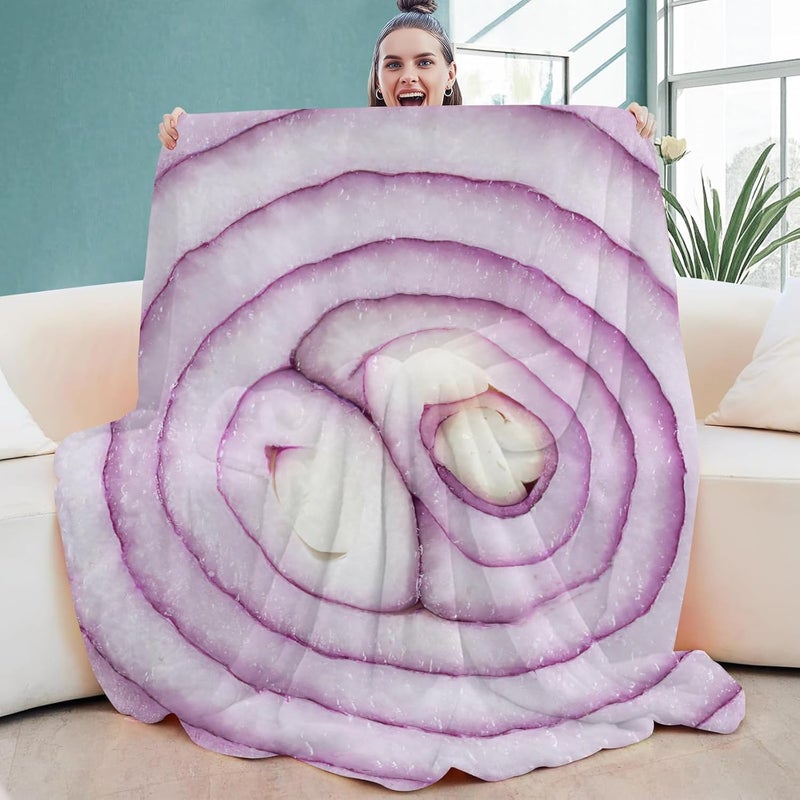 Abaysto Funny Onion Blanket for Adults & Kids, Soft Flannel Round Novelty Food Blanket, Giant Food Gift for Bedding, Crib, Sofa, Outdoors 200CM - Image 2