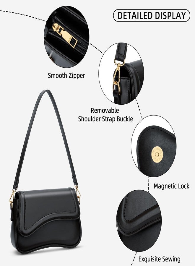 KKXIU Shoulder Bag for Women Small Clutch Purses Cute Hobo Handbag Trendy Underarm Bag-Black - Image 3