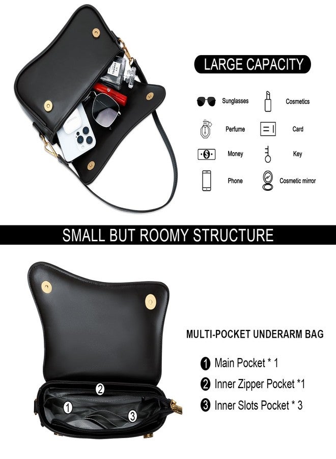 KKXIU Shoulder Bag for Women Small Clutch Purses Cute Hobo Handbag Trendy Underarm Bag-Black - Image 4
