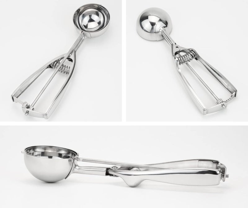 Solula 18/8 Stainless Steel Large Ice Cream Scoop Disher Melon Baller 4 Tablespoon - Image 2