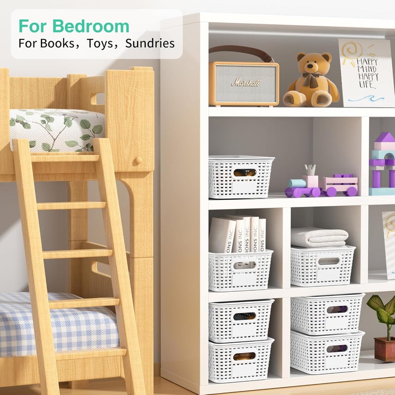 Wrrlors 8-Pack White Plastic Storage Baskets with Lids, Label Organizers, Stackable Organizer Containers: For Organizing Shelves, Drawers, Desk Closets, Playrooms, Classrooms, Offices - Image 5