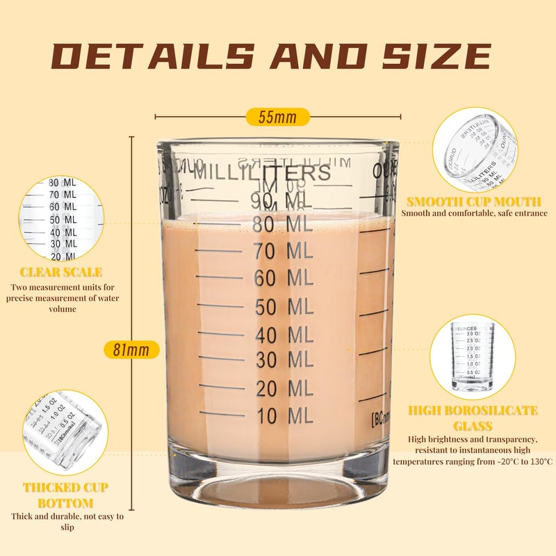 BCnmviku Shot Glass Measuring Cup 3 Ounce/90ML Liquid Heavy High Espresso Glass Cup Black Line - Image 2