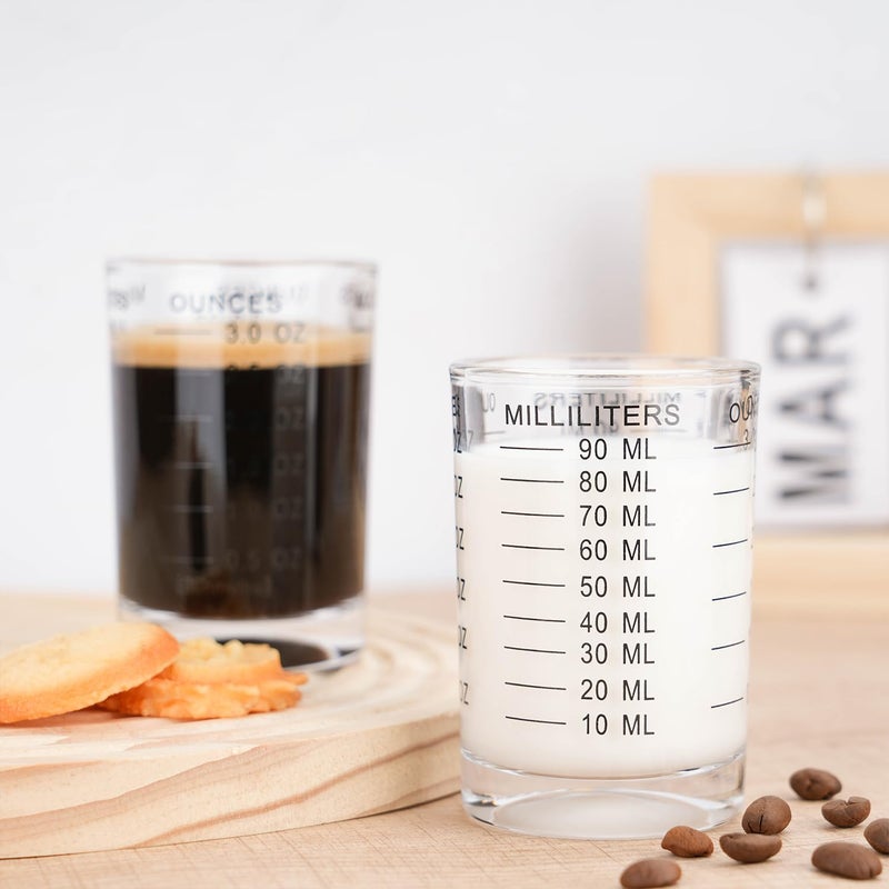 BCnmviku Shot Glass Measuring Cup 3 Ounce/90ML Liquid Heavy High Espresso Glass Cup Black Line - Image 4