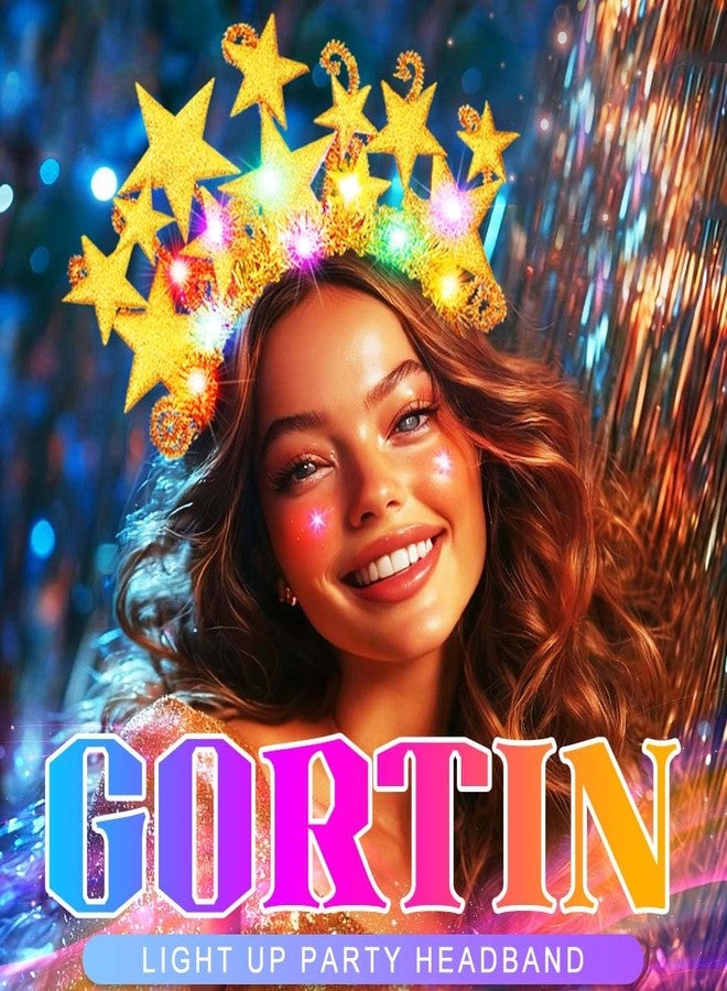GORTIN Light up Star Headband LED Glowing Headpiece Christmas Rave Costume Hair Accessories for Women - Image 2