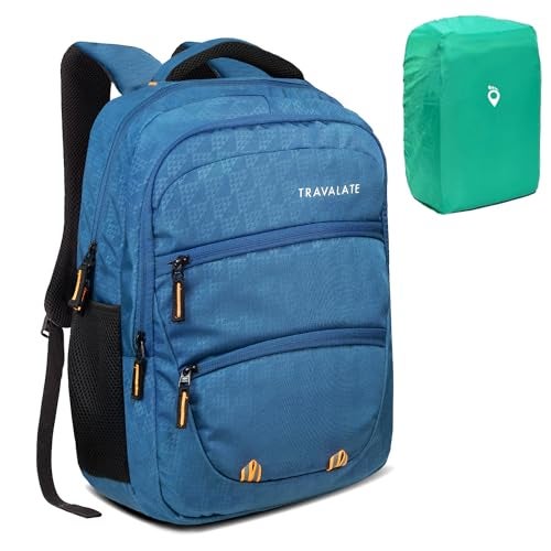 TRAVALATE Polyester 32L Men Women Laptop Backpack for Office/College | Multi-Pockets School Bag with Laptop Compartment and Rain Cover - Teal - Image 2