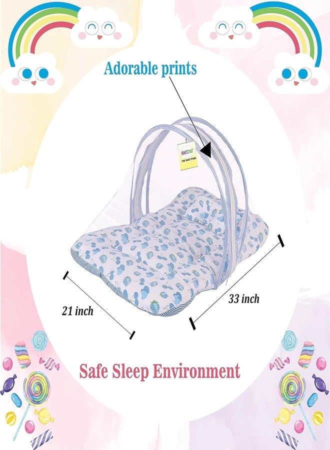 Kwitchy طقم مفروشات أطفال من كويتشي، سرير حديثي الولادة مع ناموسية وحقيبة حمل (من 0 إلى 6 أشهر) أزرق - Image 2
