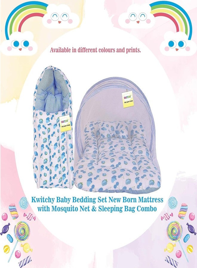 Kwitchy طقم مفروشات أطفال من كويتشي، سرير حديثي الولادة مع ناموسية وحقيبة حمل (من 0 إلى 6 أشهر) أزرق - Image 4
