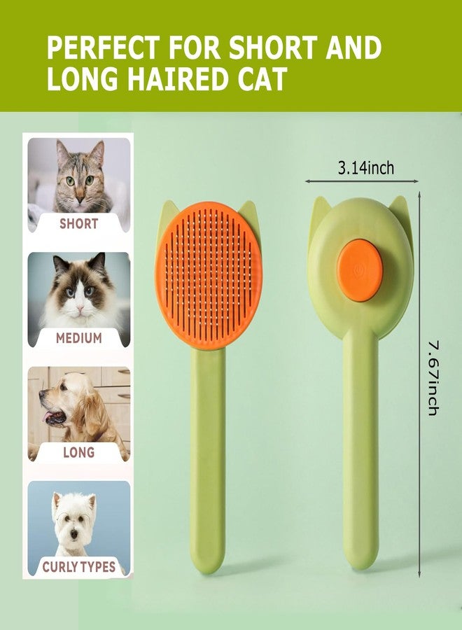 Mivofun Pet Grooming Brush Kit for Cat and Dog, Hair Massage Cleaner with Release Button, 2 Flea Combs for Shedding Removing Tangles Loose Fur Self Cleaning Accessories (4 Pieces Set) - Image 2