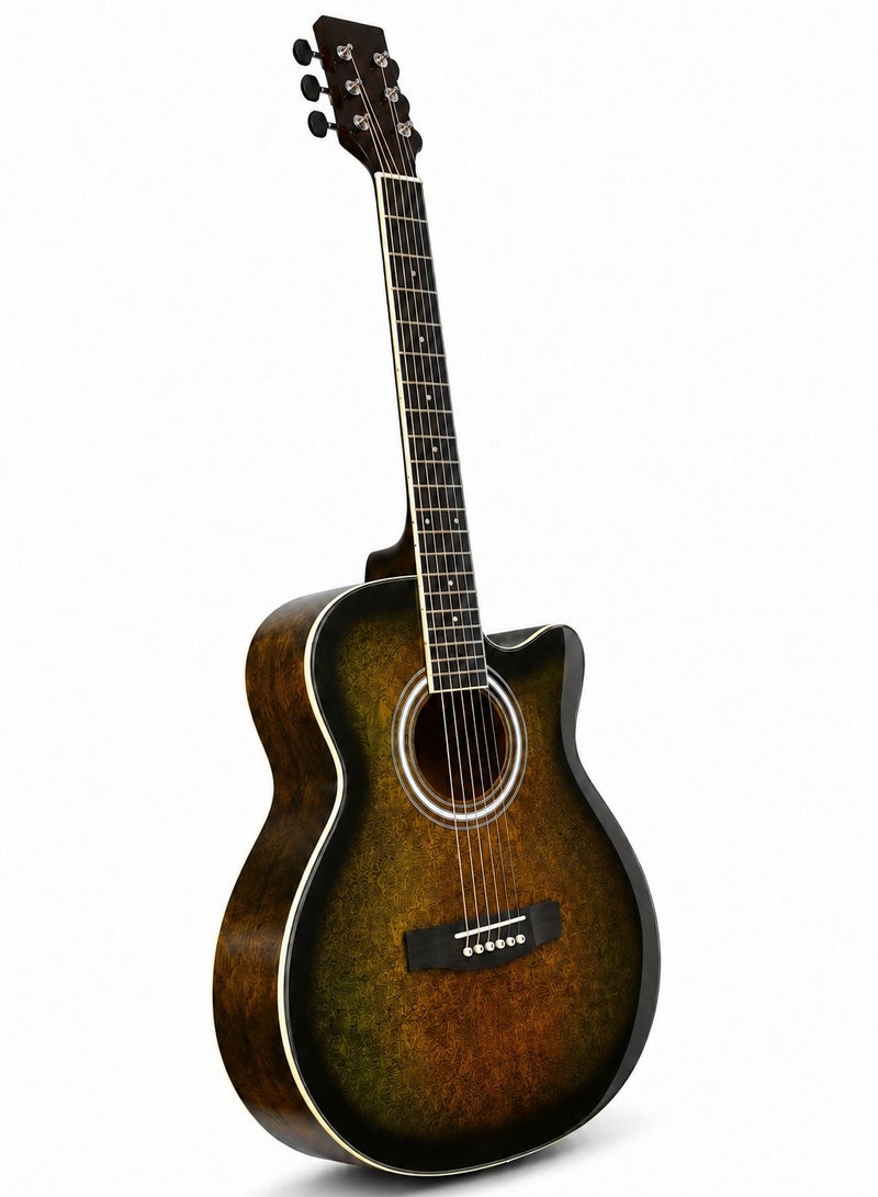 Megarya 41 Inch TBS Acoustic Guitar for Beginners & Professionals | Full Size Cutaway Guitar | Steel Strings | Rich Resonant Sound | Premium Sunburst Finish | Right Handed Guitar - Image 1