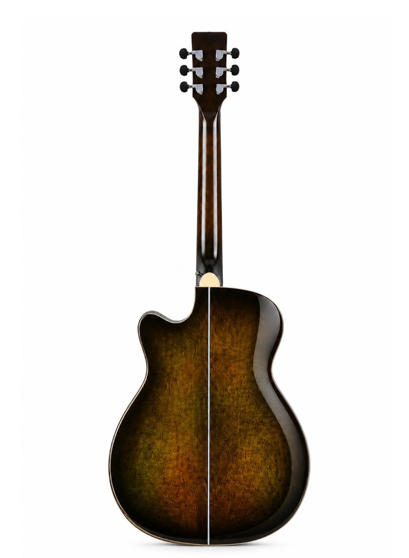 Megarya 41 Inch TBS Acoustic Guitar for Beginners & Professionals | Full Size Cutaway Guitar | Steel Strings | Rich Resonant Sound | Premium Sunburst Finish | Right Handed Guitar - Image 2