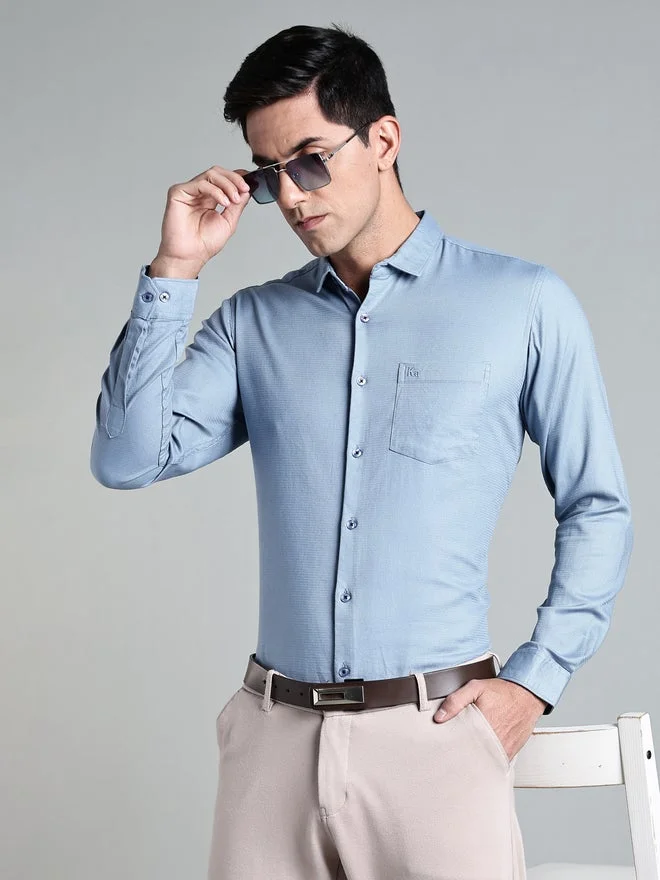 Kuons Avenue  KUONS AVENUE Men Light Blue Cotton Formal Shirt for Men | Best Price UAE