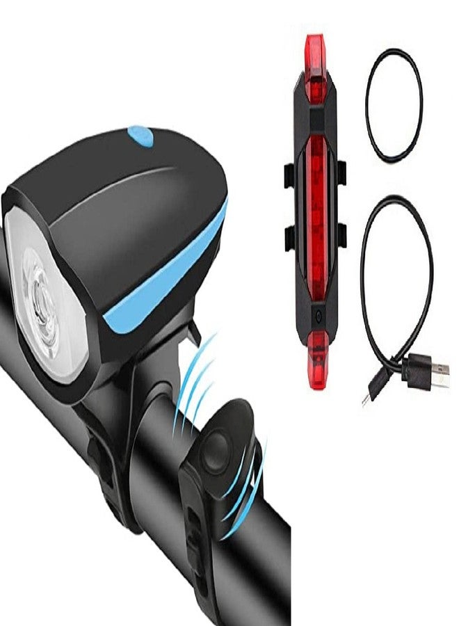 Ilsha® 2-in-1 Rechargeable Cycle Light With Horn - 3 Modes, USB Tail Light, Waterproof (Multicolor) - Image 1