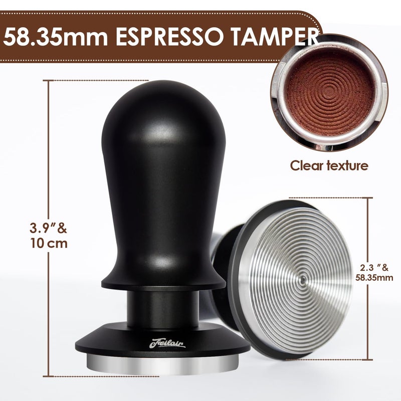 Feilair 58.35mm Espresso Tamper, 3 Spring Loaded Tamper, Espresso press tool with Ripple Base, Self Leveling Tamper for Barista, Compatible with 58mm Breville, Gaggia Bottomless Portafilter - Image 2