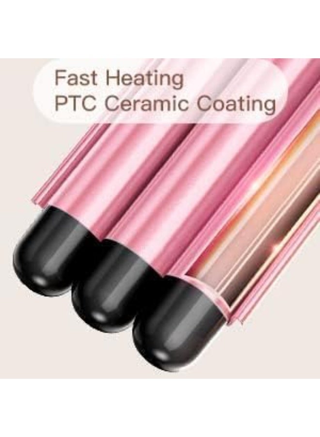 MUNTAQI Triple Barrel Hair Curler with LCD Display – Fast Heating Ceramic Wave Iron, 3 Barrel Curling Iron Wand for Beach Waves, Adjustable Temp Hair Waver for All Hair Types - Image 3