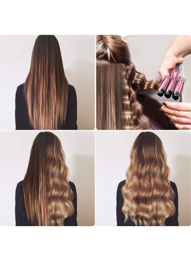 MUNTAQI Triple Barrel Hair Curler with LCD Display – Fast Heating Ceramic Wave Iron, 3 Barrel Curling Iron Wand for Beach Waves, Adjustable Temp Hair Waver for All Hair Types - Image 2