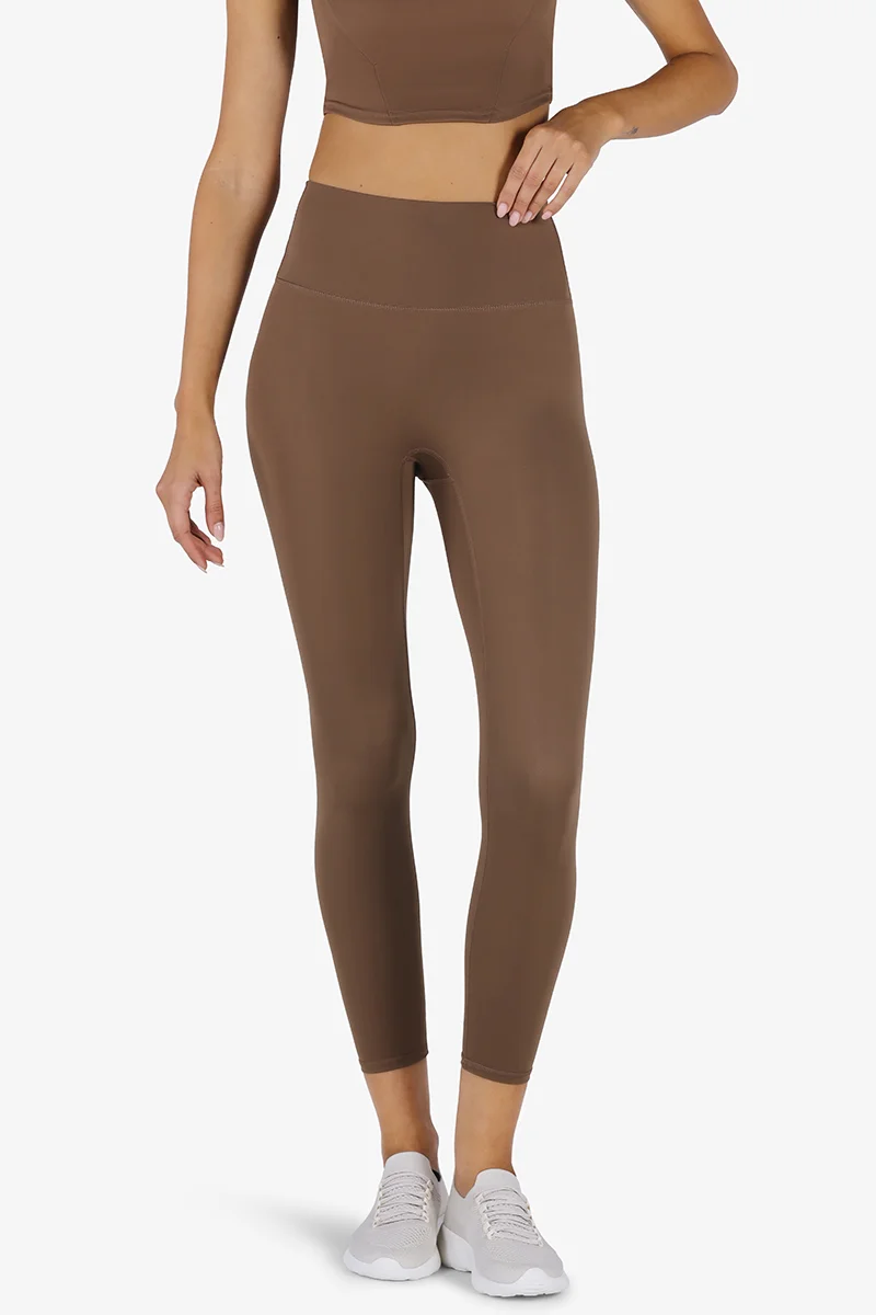 ياسيكو YesEco Women’s Brown Activewear Set – Padded U-Back Sports Bra & High-Waist Stretch Pants – Sustainable Recycled Nylon & Spandex Outfit for Yoga, Pilates, Gym, or Daily Athleisure Wear