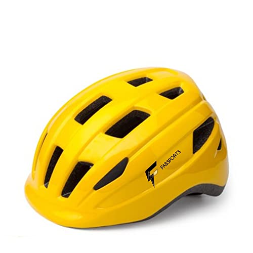 FABSPORTS Kid's Light Weight Bicycle/Bike Adjustable Size Superior Ventilation Safety Helmet for Cycling/Skating/Skate Boarding (Yellow, 5-12 Years) - Image 1
