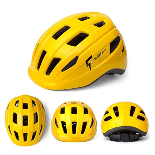FABSPORTS Kid's Light Weight Bicycle/Bike Adjustable Size Superior Ventilation Safety Helmet for Cycling/Skating/Skate Boarding (Yellow, 5-12 Years) - Image 2