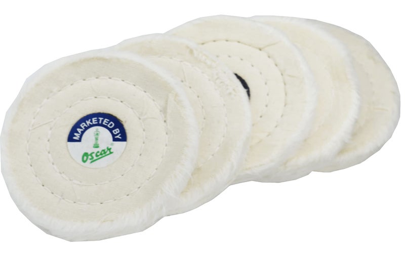 OSCAR5 PC 4” x 50 Ply White Cotton Buffing Wheels | Stitch Polishing Wheel Set for Metal, Steel, Jewellery & Auto Finishing | High-Performance Buffing Pads - Image 3
