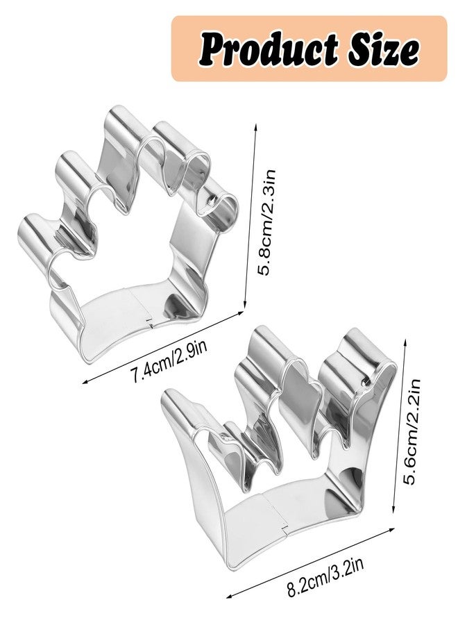 Macuezu 2 PCS Crown Cookie Cutter, Metal Princess Cookies Cutter, Stainless Steel Queen Cookie Cutters Fondant Cutters Set for Party, Holiday - Image 2