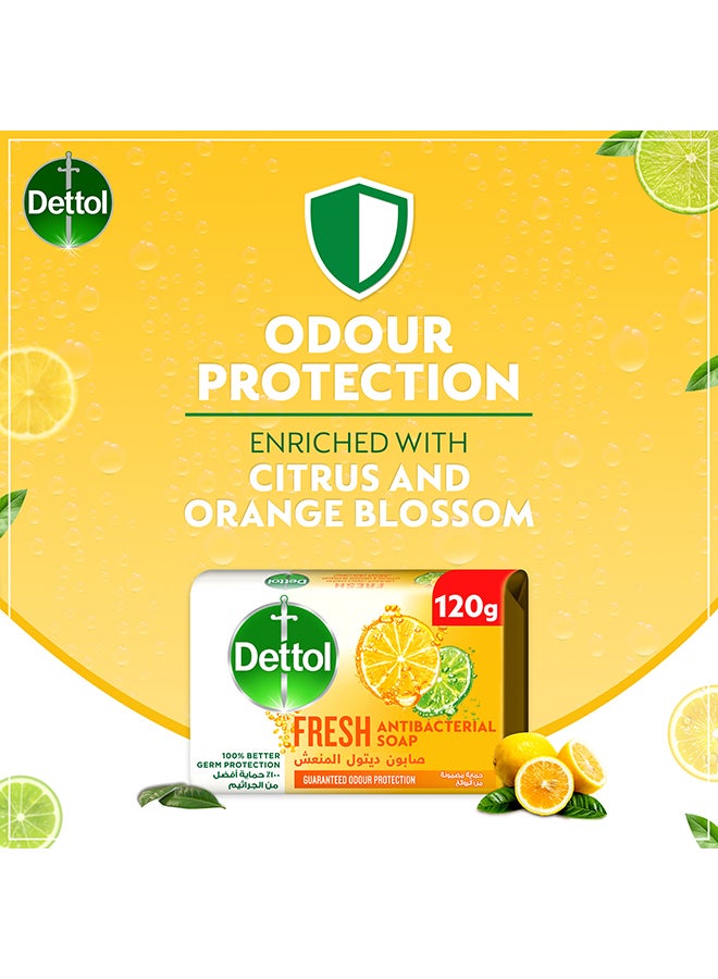 Dettol Fresh Anti-Bacterial Bathing Soap Bar Citrus And Orange Blossom Fragrance 120grams - Image 2