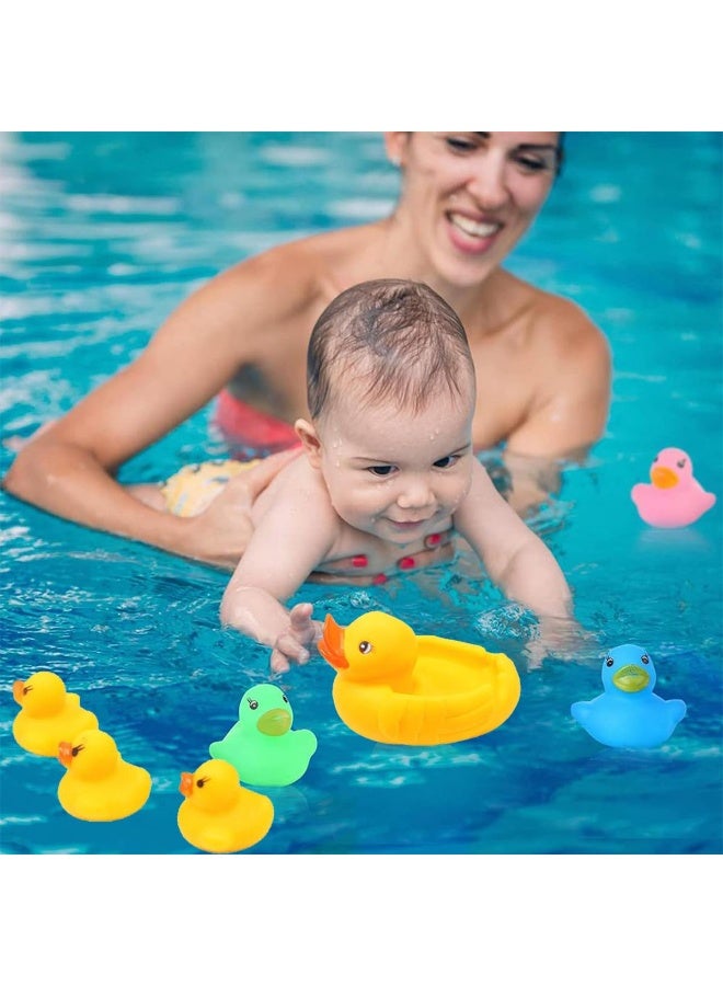 لياكم مجموعة ألعاب استحمام على شكل بطة من 4 قطع، ألعاب استحمام للأطفال على شكل بطة جميلة، ألعاب مائية ناعمة عائمة على شكل بطة، مجموعة ألعاب استحمام عائلية على شكل بطة تطفو على الماء. - Image 3