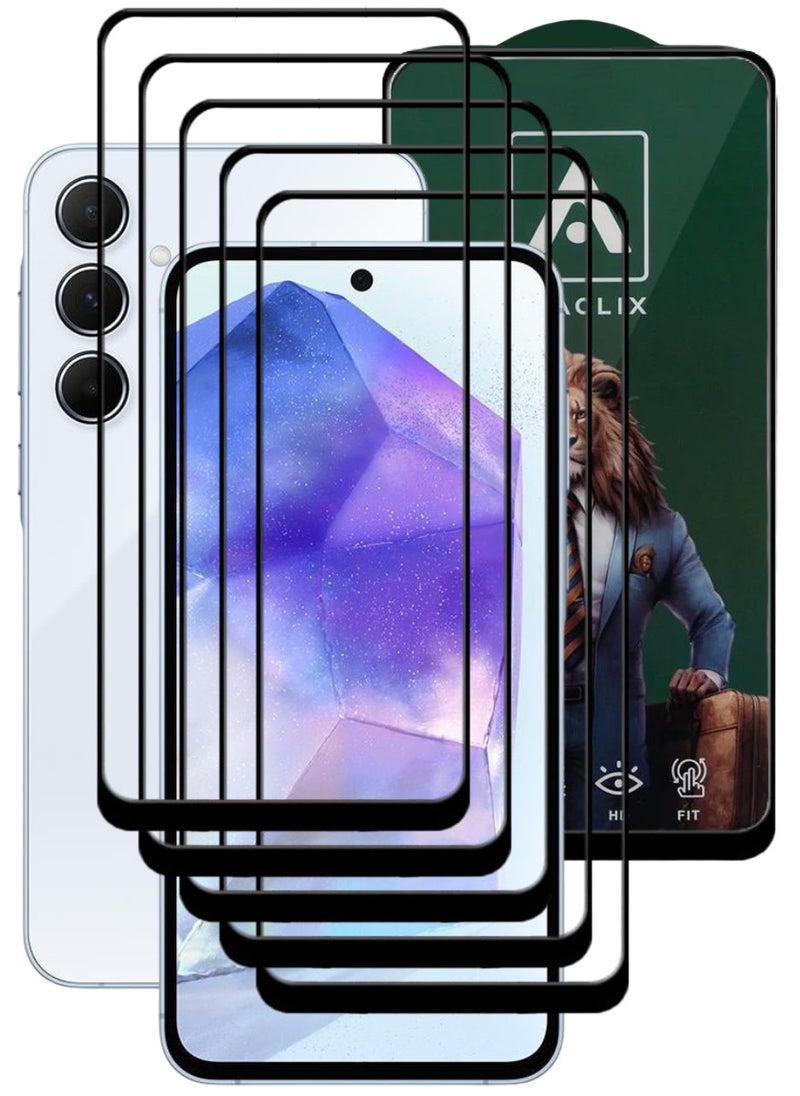 ACLIX 5 Pieces Antistatic ESD Dustproof Premium Quality High Definition Tempered Glass Screen Protector Designed For Samsung Galaxy A55 - Image 1