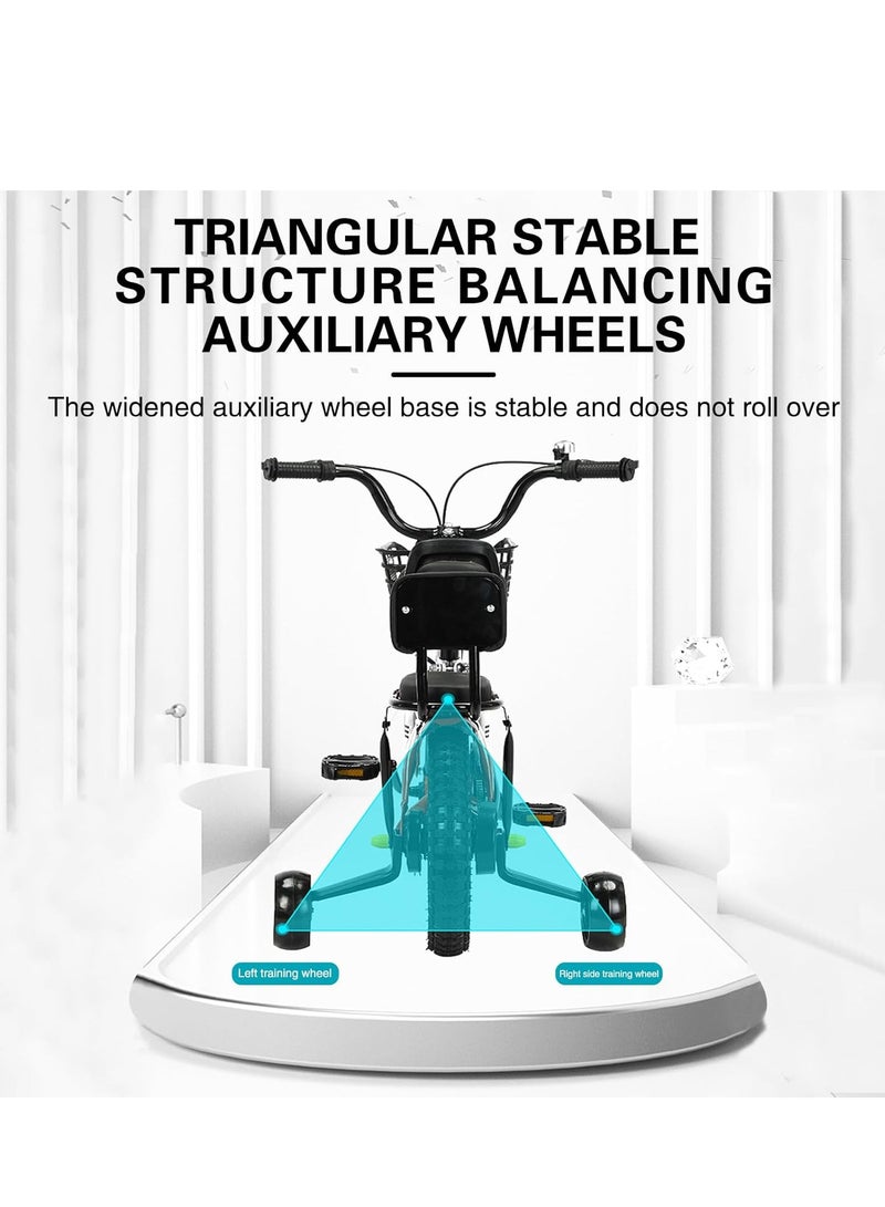 0TO1 TECH Kids Bike, 14 Inch Foldable Children Bikes for Boys Girls Age 3-7 Years With Self-Illuminating Training Wheels, Removable Basket, Children Bicycle with Passenger Rear Seat - Image 3