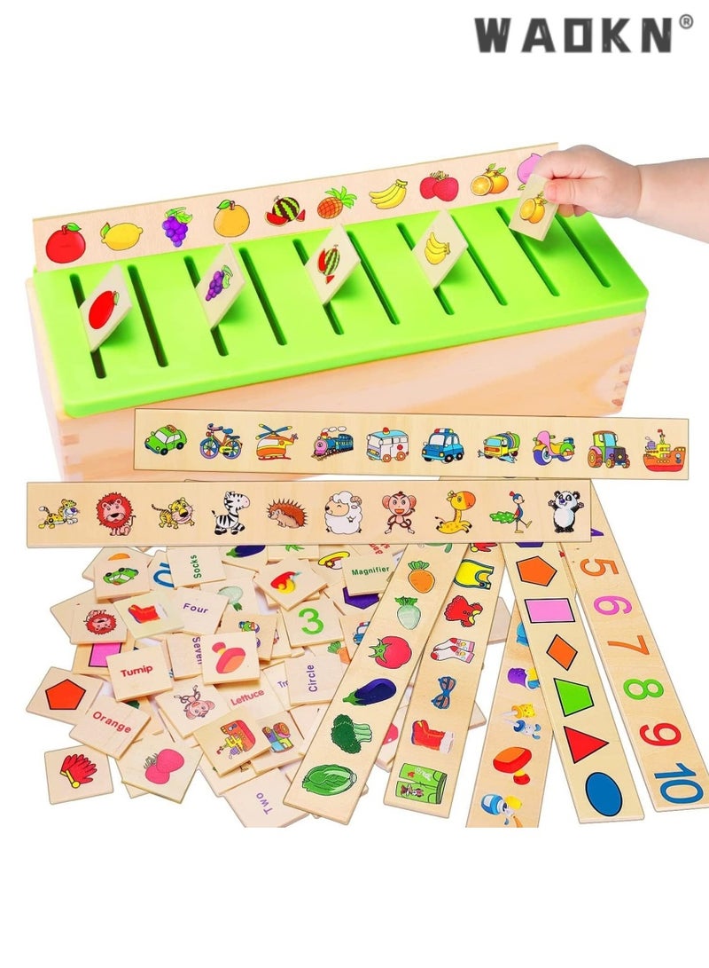 دبليو أيه أو كي أن الأطفال خشبية مونتيسوري الفرز مربع ، ألعاب تعليمية ، ألعاب تنمية المهارات الحركية للأطفال الصغار ، 1 ، 2 ، 3 و 4 سنوات من العمر الفتيان والفتيات هدية عيد ميلاد مثالية . - Image 1