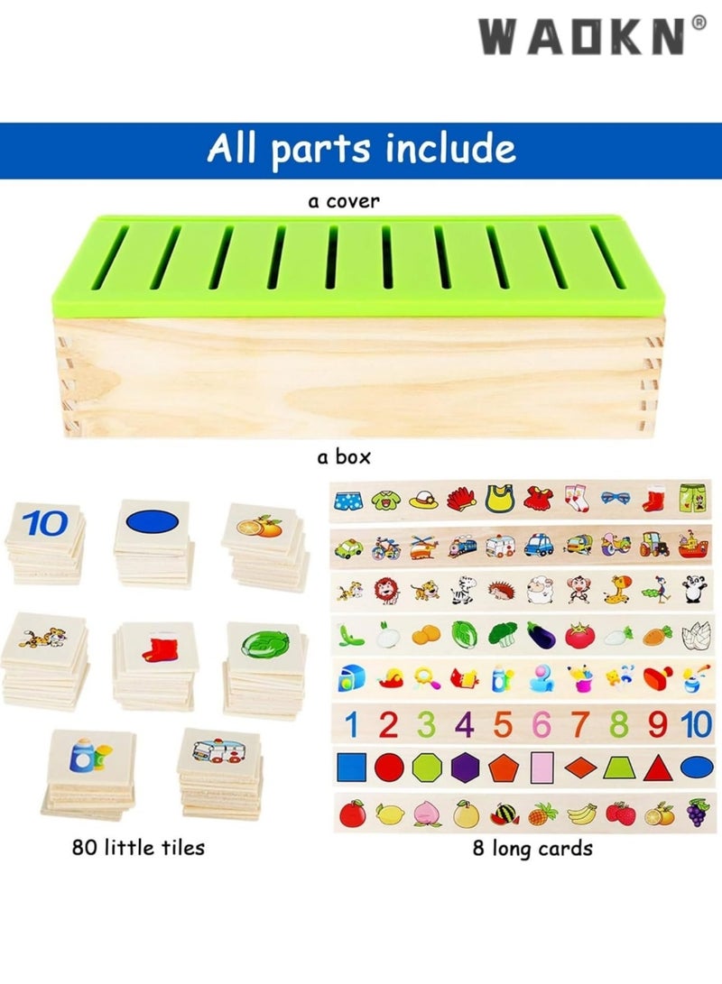 دبليو أيه أو كي أن الأطفال خشبية مونتيسوري الفرز مربع ، ألعاب تعليمية ، ألعاب تنمية المهارات الحركية للأطفال الصغار ، 1 ، 2 ، 3 و 4 سنوات من العمر الفتيان والفتيات هدية عيد ميلاد مثالية . - Image 3