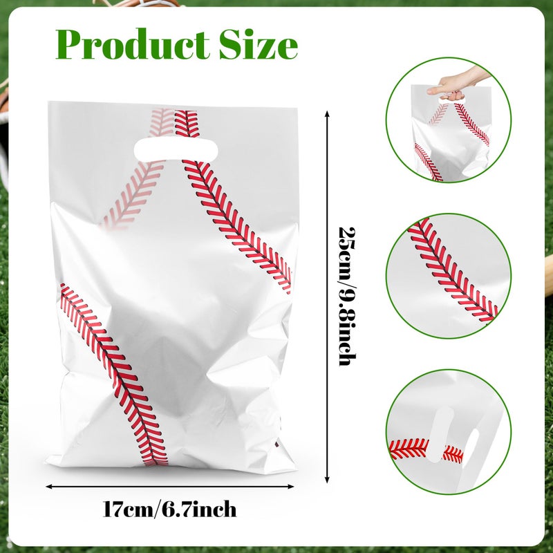 Nelisylux Baseball Party Favors Goodie Bags - 50 Pcs Baseball Gift Bags Sport Themed Party Favors Baseball Treat Bags for Team Goody Candy Snack Bag for Birthday Presents Packing Storage Supplies (White, Red) - Image 3