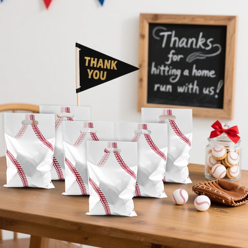 Nelisylux Baseball Party Favors Goodie Bags - 50 Pcs Baseball Gift Bags Sport Themed Party Favors Baseball Treat Bags for Team Goody Candy Snack Bag for Birthday Presents Packing Storage Supplies (White, Red) - Image 5