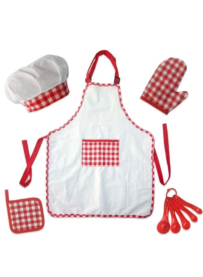 Kids Play Cooking Chef Apron Chef Hat Oven Gloves Oot Mat Fun Play Game - Image 1